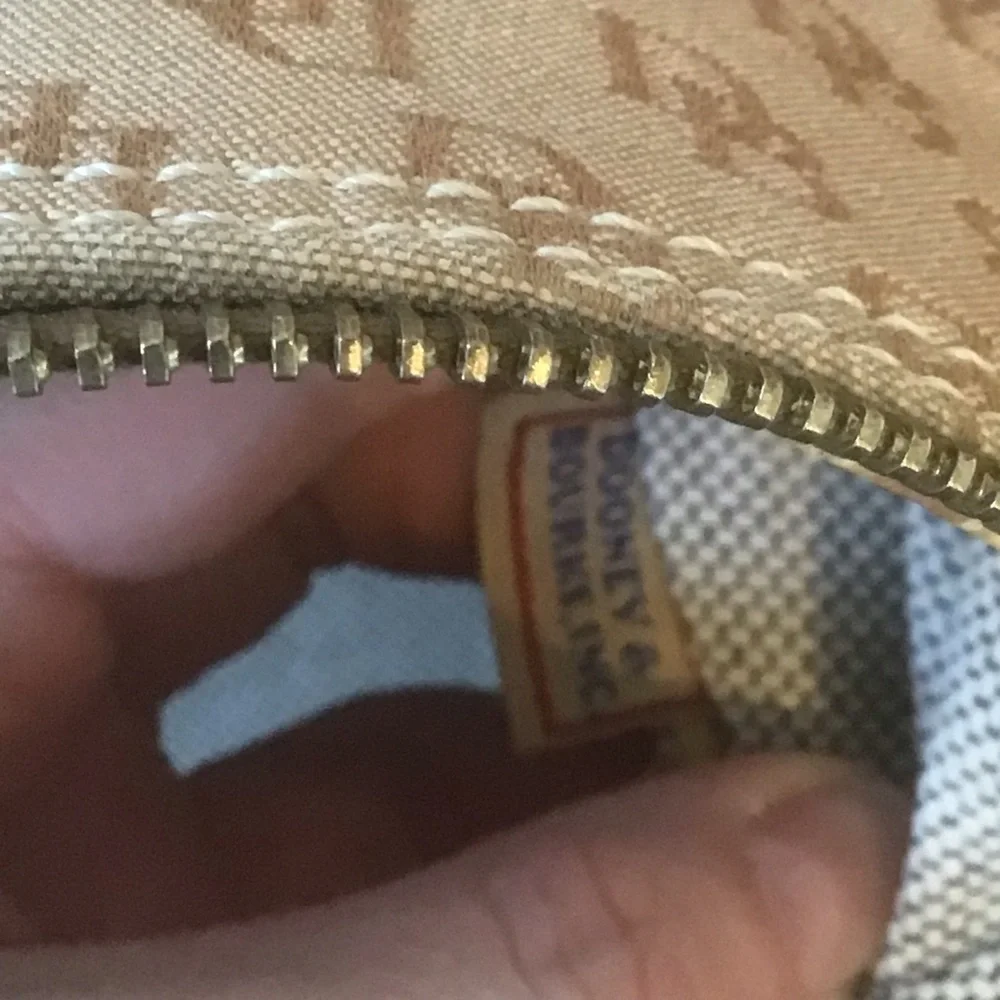 DOONEY & BOURKE Vintage Tan Signature Jacquard Croc Leather Trim Satchel Bag